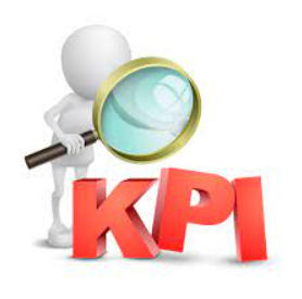 muñeco con lupa mirando letras rojas KPI