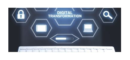 parte superior del teclado de ordenador con imagen de cuadro de gestión futurista encima